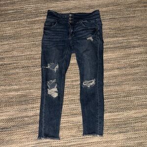 Vervet Distressed Dark Blue Skinny Jeans